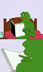Pepe reading interesting book Meme Template