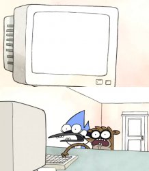 Regular Show - Mordecai & Rigby Surprised. Meme Template