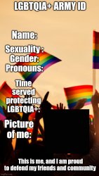 LGBTQIA+ Army ID Meme Template