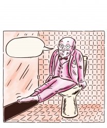 Old man playing footsie on toilet Meme Template