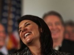 Nikki Haley laughing Meme Template