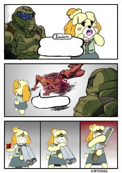 doom slayer and isabelle kill someone Meme Template