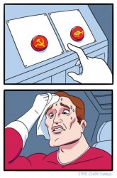 Two Button Communist or Helicopter Meme Template