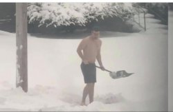 Shirtless snow shoveling Meme Template