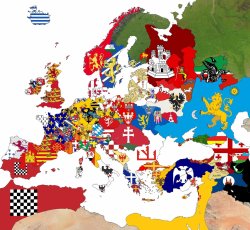 Flag map of Europe in 1215 Meme Template