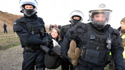 Greta Thumberg carried by german police Meme Template