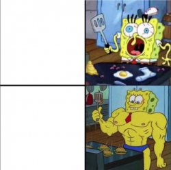 Weak Spongebob vs. Strong Spongebob Meme Template