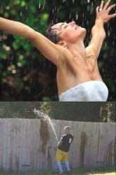 man peeingover fwence Meme Template
