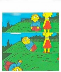 Simpsons rolling down hill Meme Template