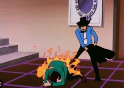 Jigen putting out a blazing Lupin Meme Template