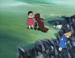 Heidi pushes Clara off a cliff Meme Template