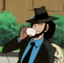 Jigen sipping on a cup of tea without a care in the world Meme Template