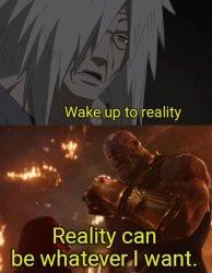 Wake up to reality VS Reality can be whatever I want. Meme Template