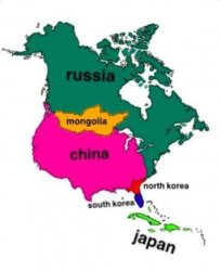 Map of East Asia but it’s North America Meme Template