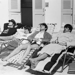 Beatles in beach chairs Meme Template