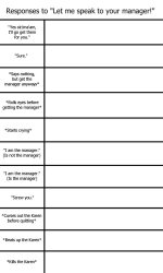 “Let me speak to the manager” alignment chart Meme Template