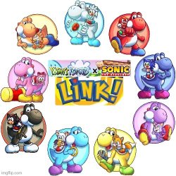 Yoshi's Island × baby Sonic the Hedgehog Link! Meme Template
