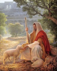 Jesus, the good shepherd (by Greg Olsen) Meme Template