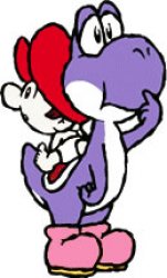 Purple Yoshi & baby Mario Meme Template