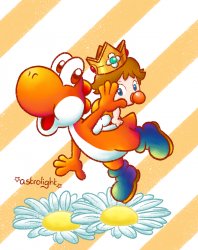 Orange Yoshi & baby Daisy Meme Template