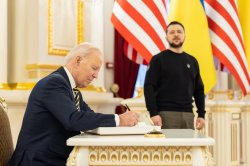 Biden and Zelensky meet in Kiev Ukraine Meme Template