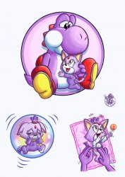 Purple Yoshi & baby Blaze Meme Template