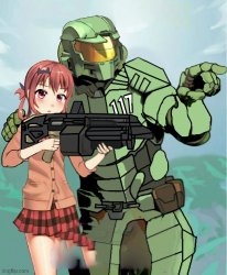 Master Chief Anime Girl Meme Template