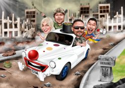 The clown car in Ukraine - James Vasquez, Sarah Ashton-Cirillo Meme Template