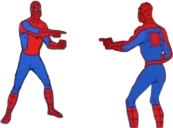 Spiderman pointing at spiderman transparent Meme Template