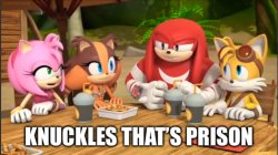 Knuckles that’s prison Meme Template