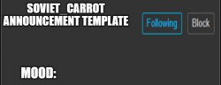 soviet_carrot announcement template Meme Template