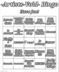 Artists Void Bingo Meme Template