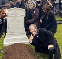 Biden over grave Meme Template