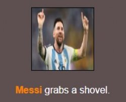 Messi grabs a shovel Meme Template