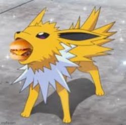 Jolteon eating burger Meme Template