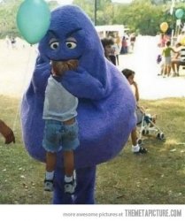 kid getting devoured by grimace Meme Template