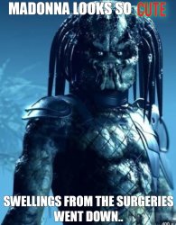 Madonna Predator hair plastic surgery Meme Template