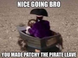 Nice going bro You made patchy the pirate leave Meme Template