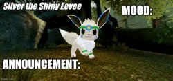 Silver The Shiny Eevee Announcement Temp V1 Meme Template