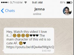 Jenna Ortega Sending a Rick and Roll message via WhatsApp Meme Template