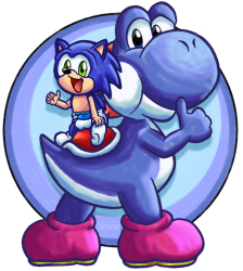 Blue Yoshi & baby Sonic Meme Template