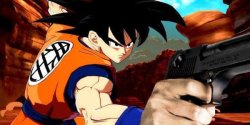 Goku with a gun Meme Template
