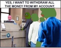 Pepe bank run Meme Template
