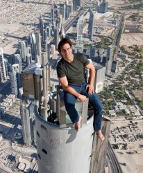 Tom cruise on top of buja khalifa Meme Template