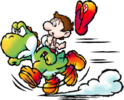 Green Yoshi & baby Mario Dashing Meme Template