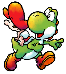 Green Yoshi & baby Mario Meme Template