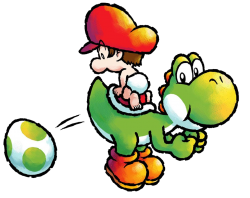 Green Yoshi & baby Mario with Drop Egg Meme Template