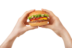 Holding a hamburger Meme Template