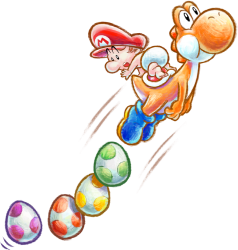Orange Yoshi & baby Mario Jumping Meme Template