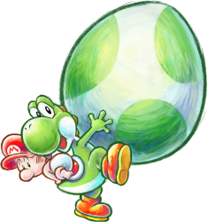 Green Yoshi & baby Mario with Mega Eggdozer Meme Template